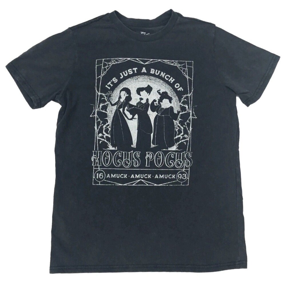 Disney Womens charcoal Hocus Pocus Halloween Witch Tee Shirt Size M